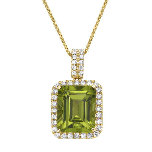 14K Yellow Gold Peridot Pendant, 3.68ct