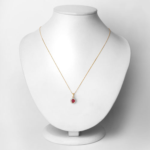 0.62 Carat Genuine Ruby and White Diamond 14K Yellow Gold Pendant