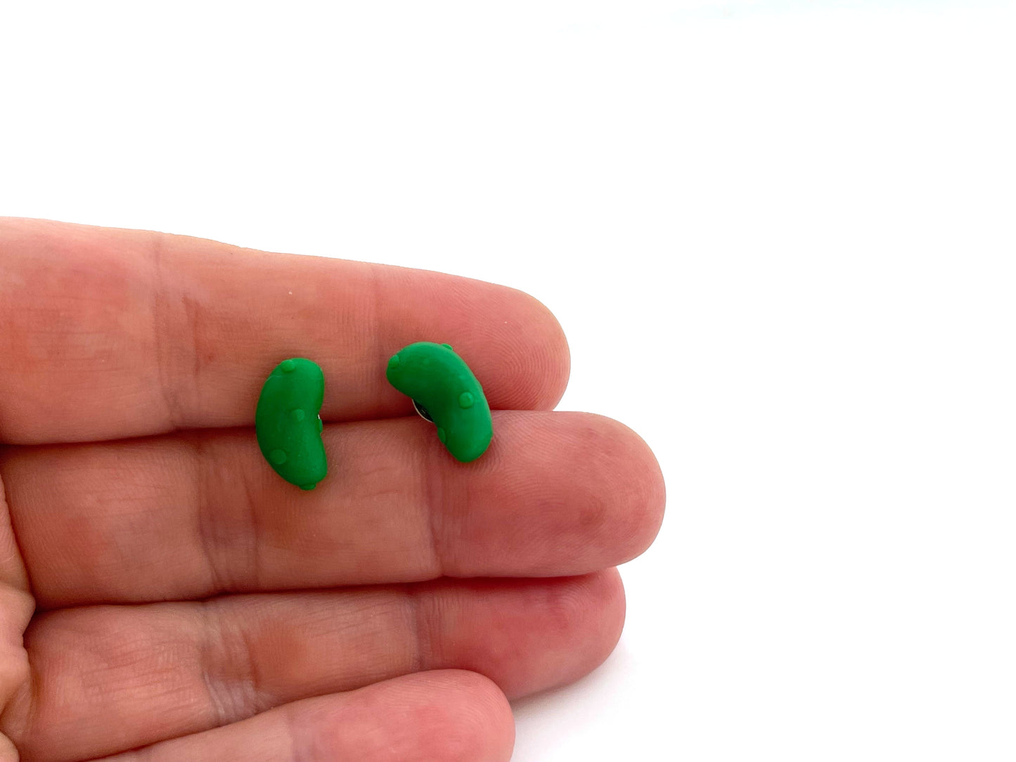 Pickle Charm Polymer Clay Sterling Silver Stud Earrings