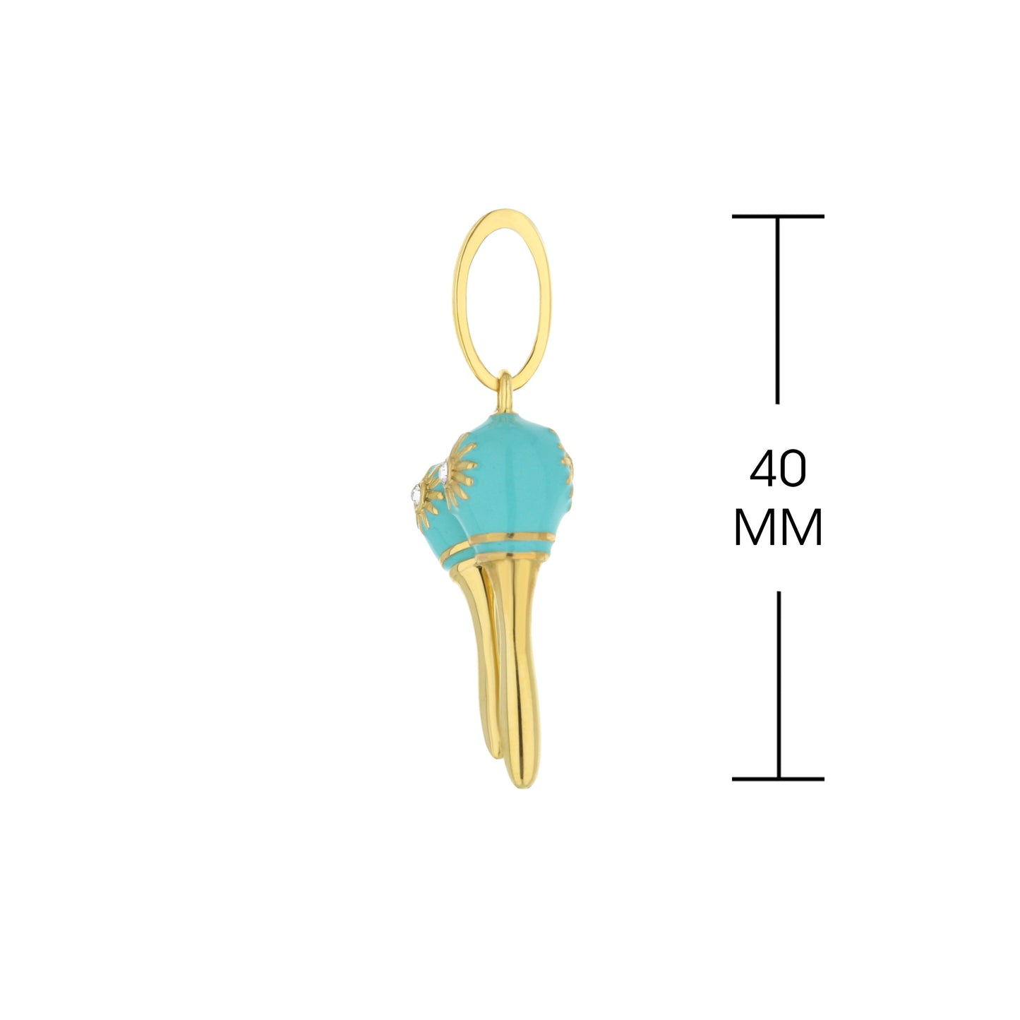 18K Gold Turquoise Maracas Pendant