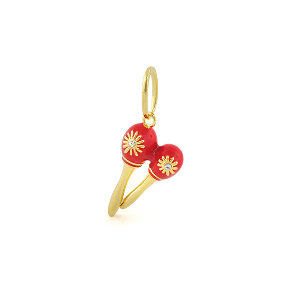 18K Gold Turquoise Maracas Pendant