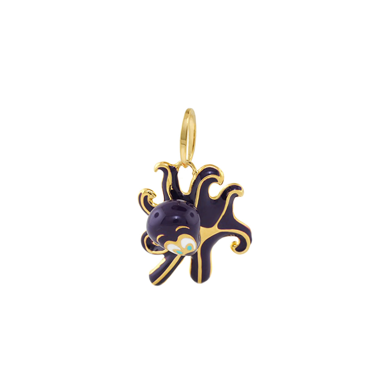 18K Gold Purple Octopus Pendant