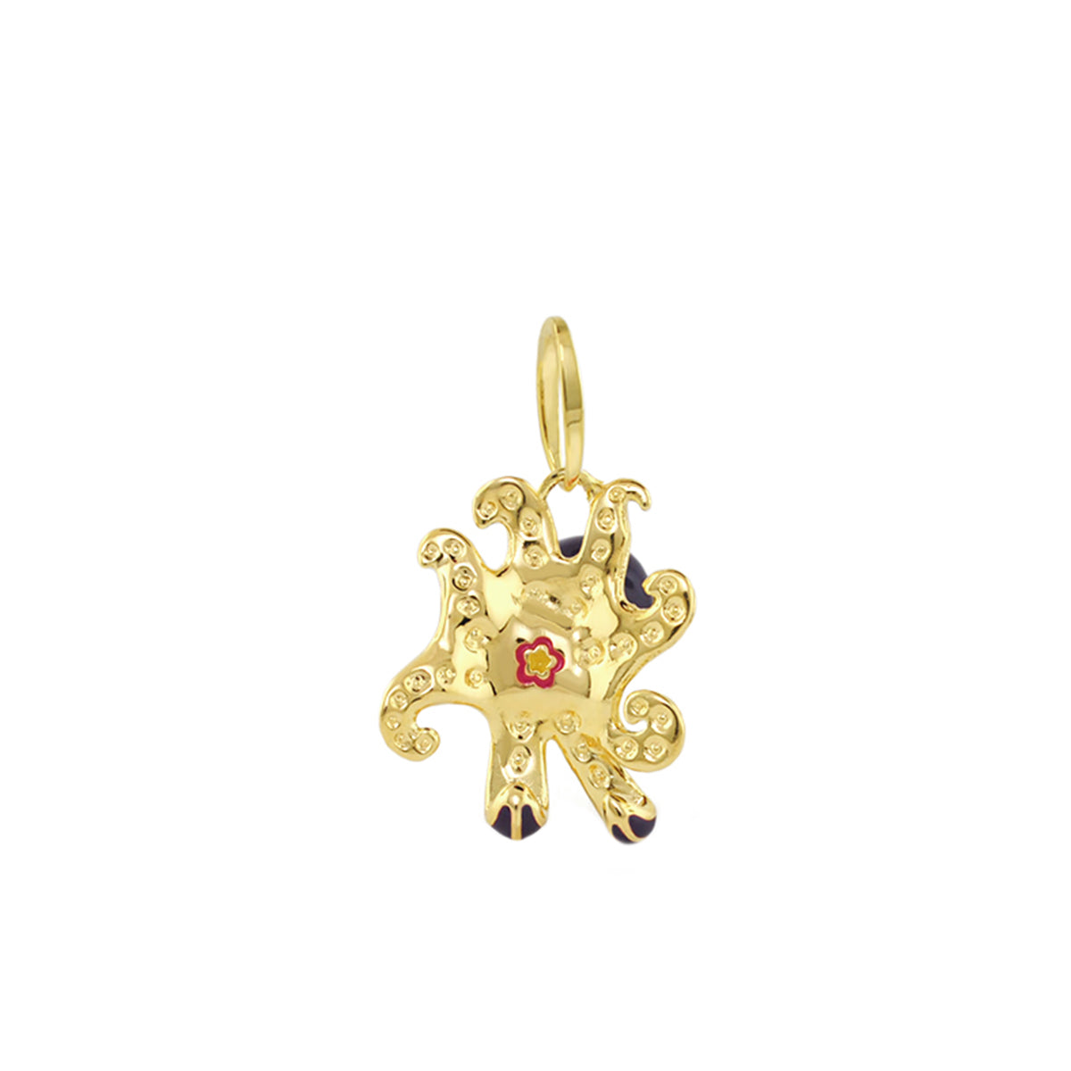 18K Gold Purple Octopus Pendant