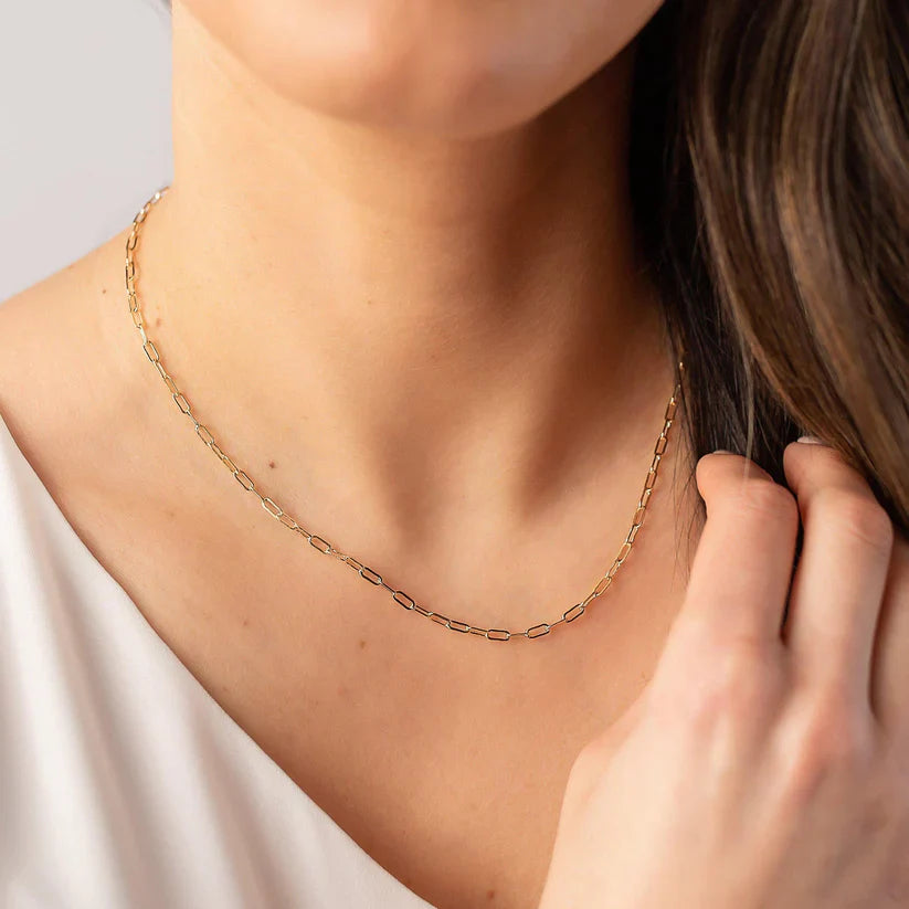 Tiny Gold Paperclip Chain Necklace