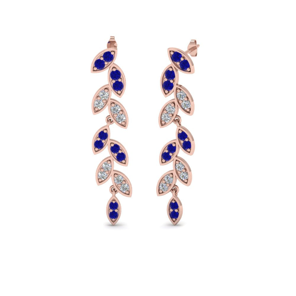 Pave Diamond Leaf Drop Earring