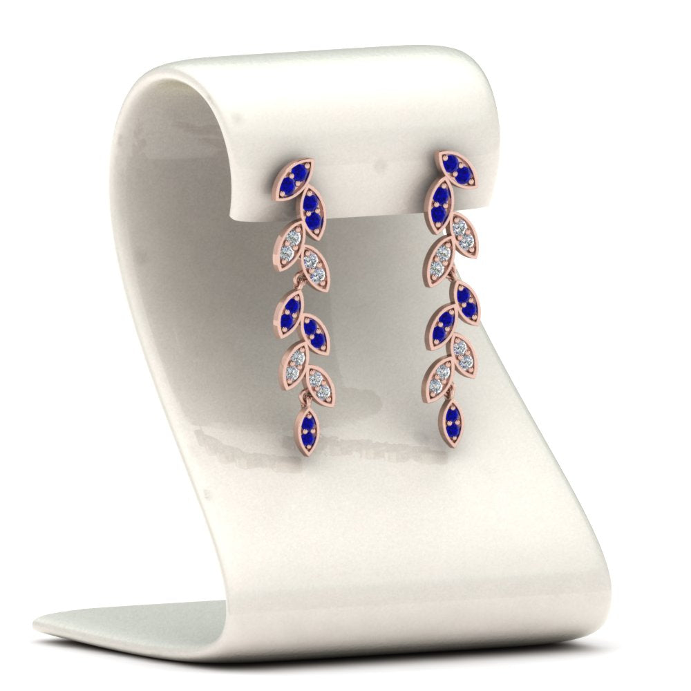 Pave Diamond Leaf Drop Earring