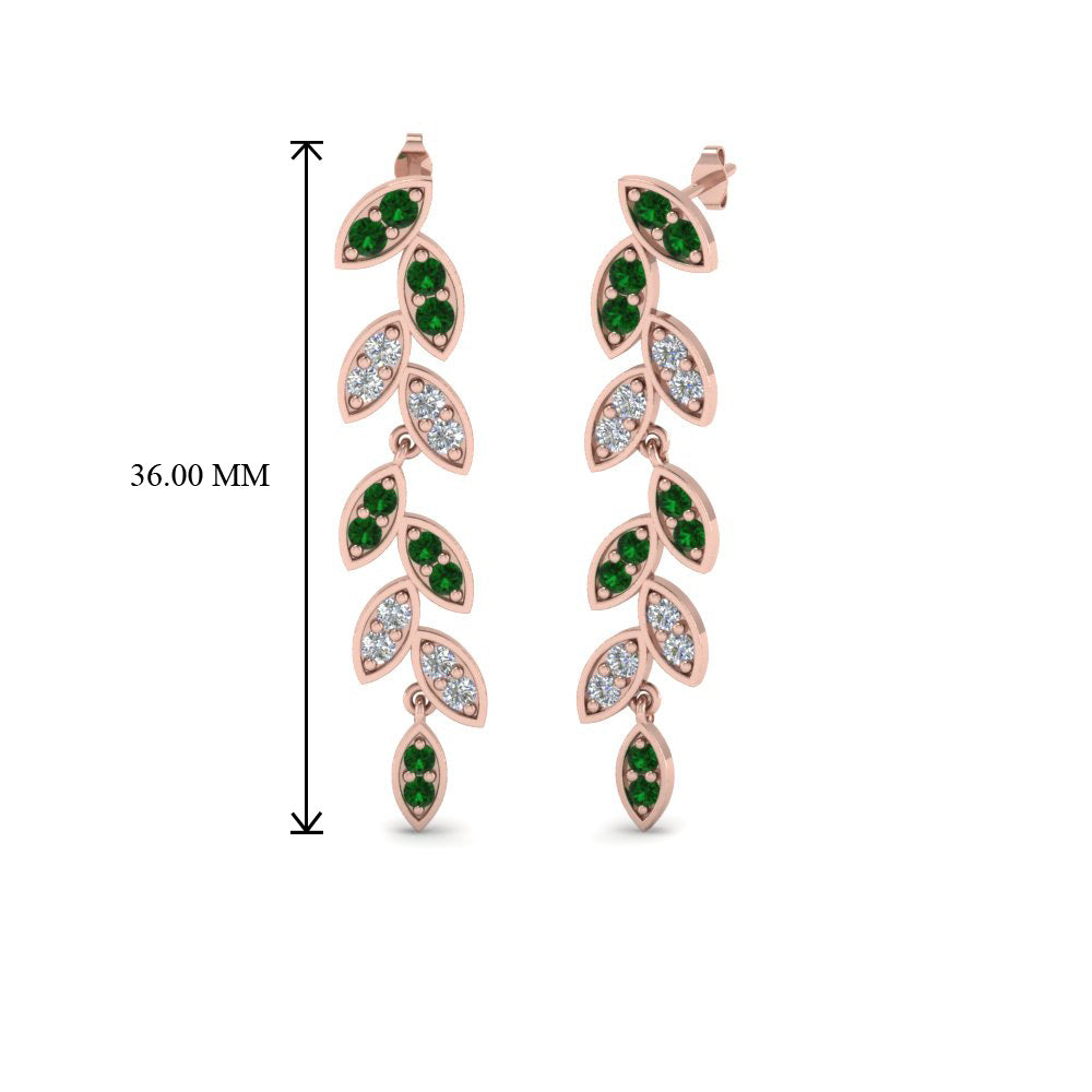Pave Diamond Leaf Drop Earring