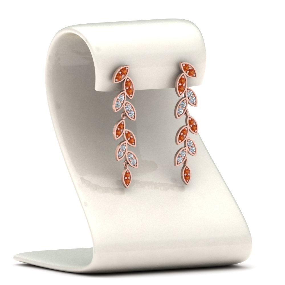 Pave Diamond Leaf Drop Earring