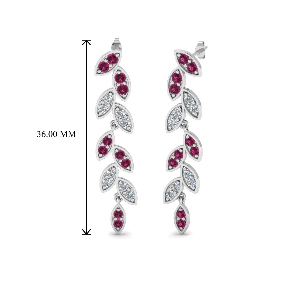 Pave Diamond Leaf Drop Earring