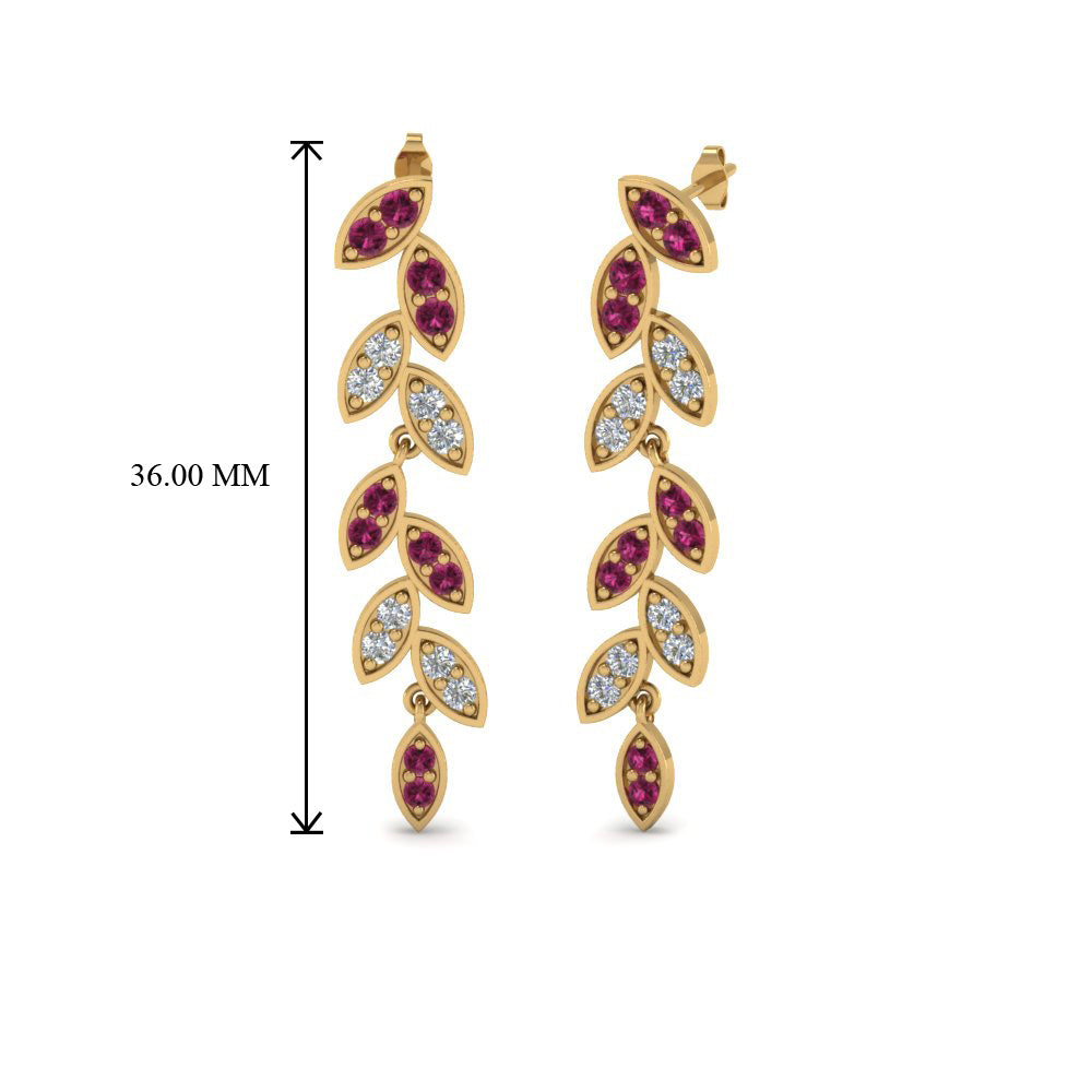 Pave Diamond Leaf Drop Earring