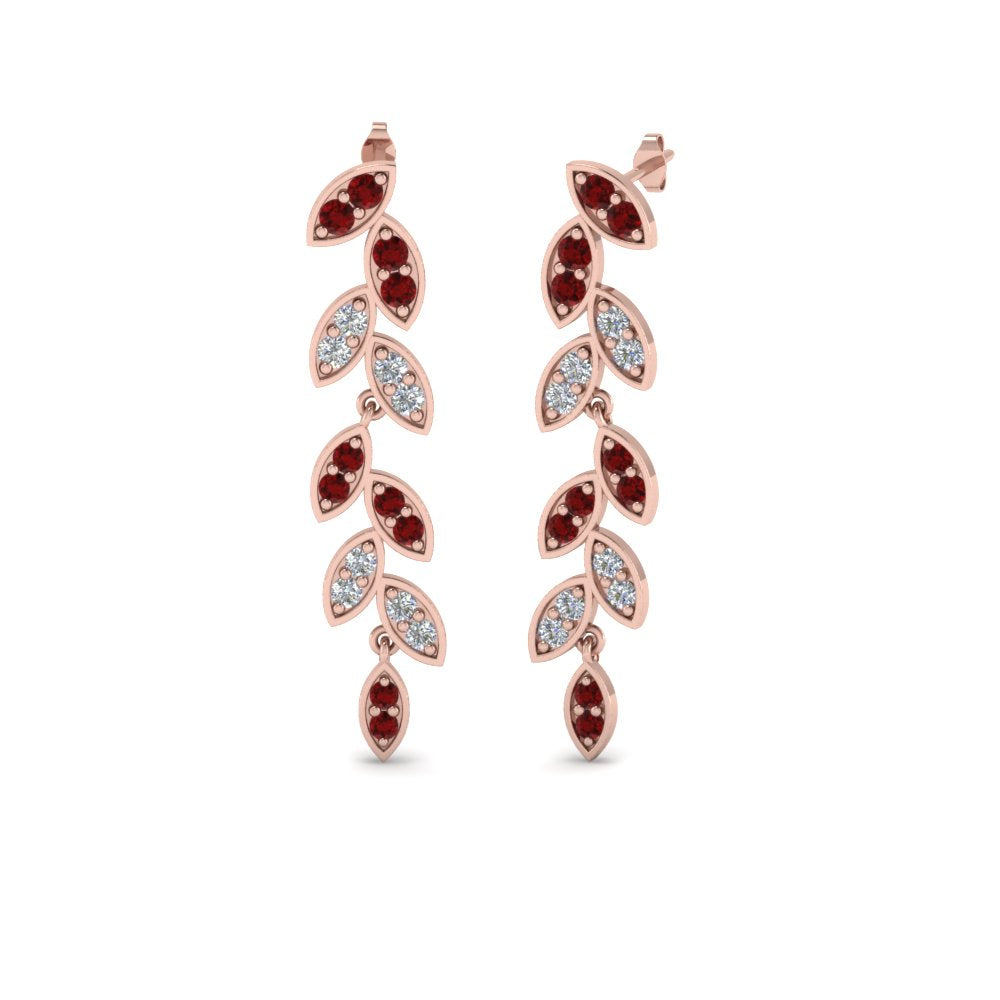 Pave Diamond Leaf Drop Earring
