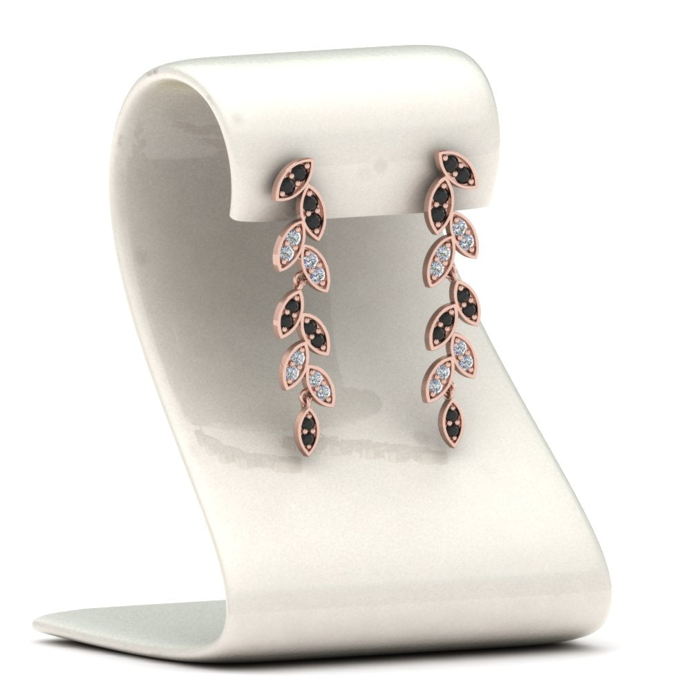 Pave Diamond Leaf Drop Earring