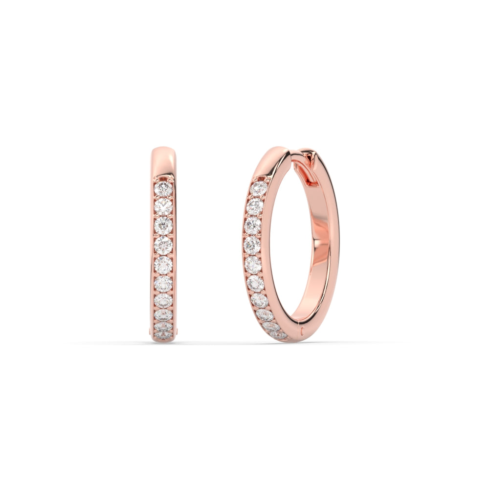 Pave Set Round Diamond Hinged Hoop Earrings