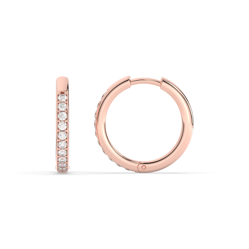 Pave Set Round Diamond Hinged Hoop Earrings