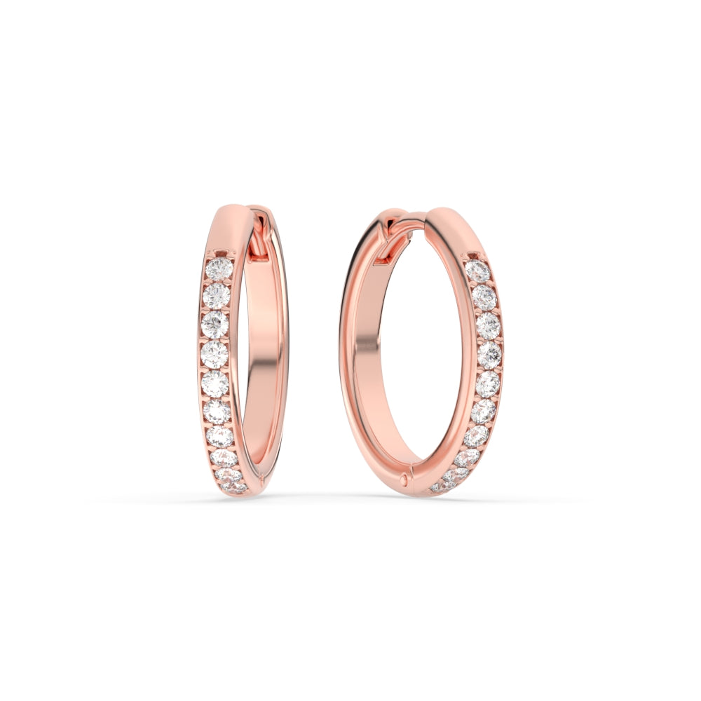 Pave Set Round Diamond Hinged Hoop Earrings