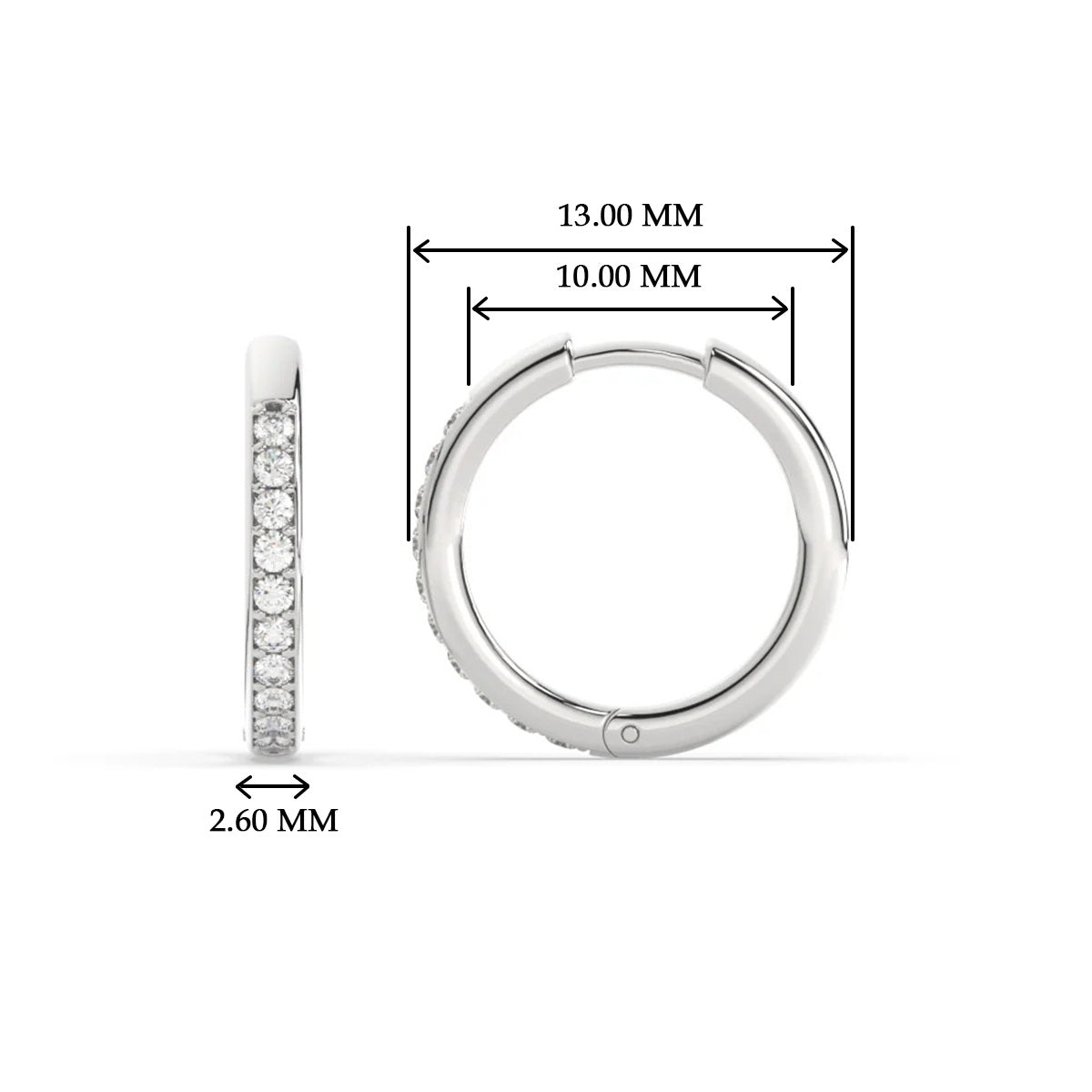 Pave Set Round Diamond Hinged Hoop Earrings