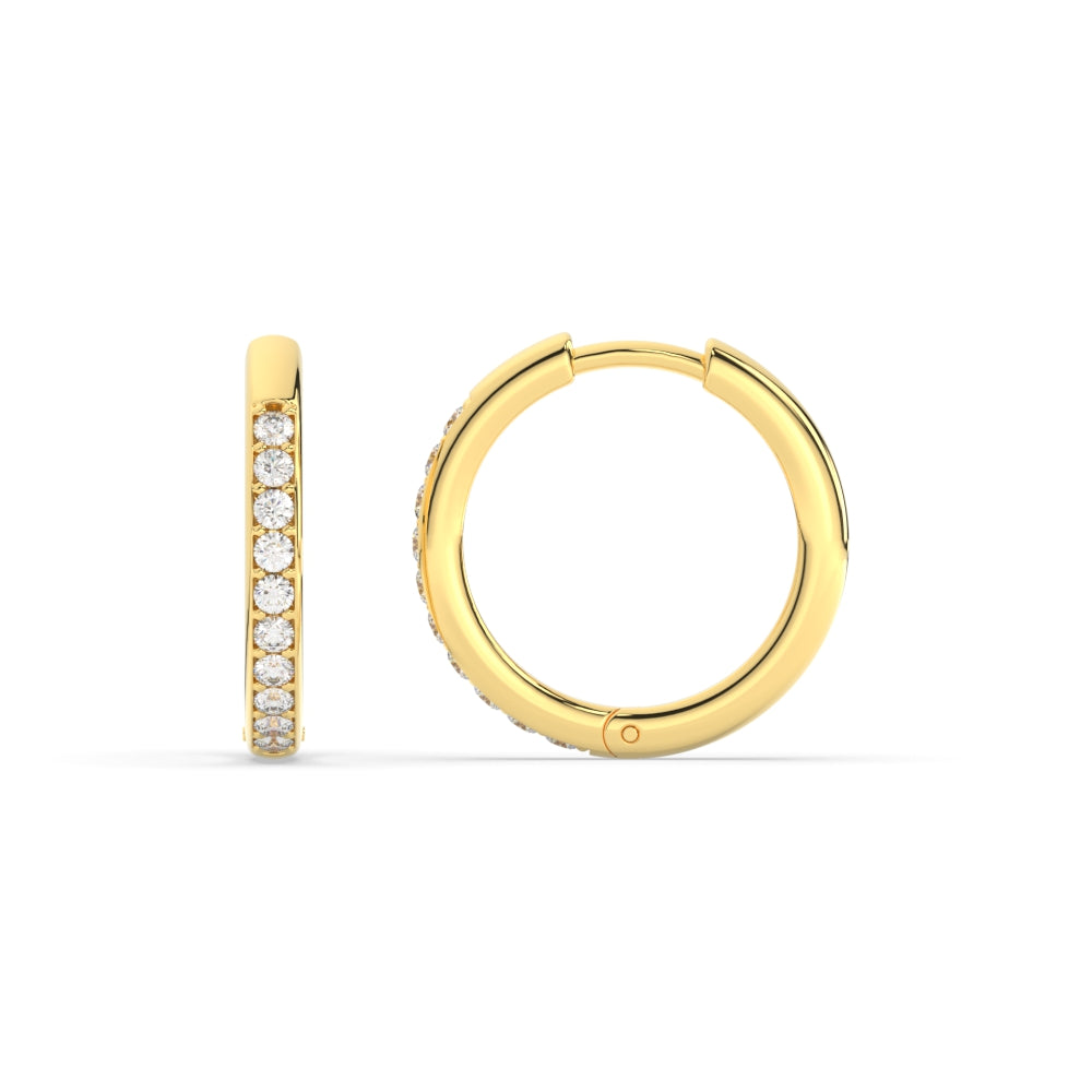 Pave Set Round Diamond Hinged Hoop Earrings