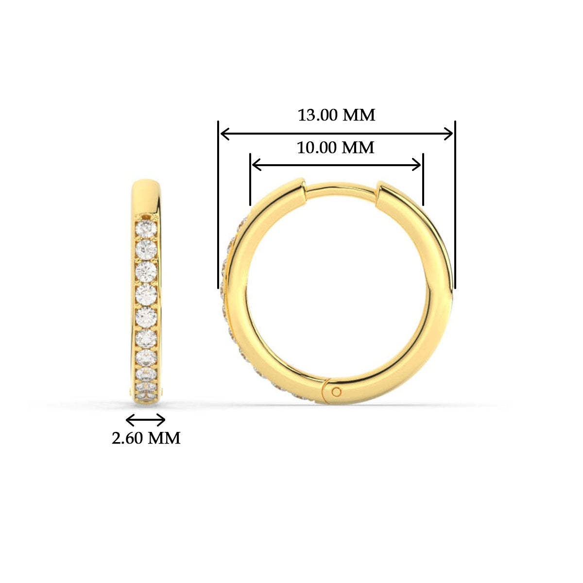 Pave Set Round Diamond Hinged Hoop Earrings