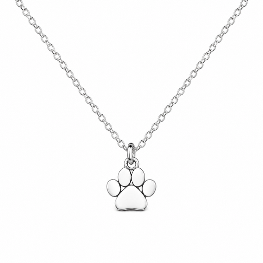 Paw Print Charm Necklace - Sterling Silver Jewelry
