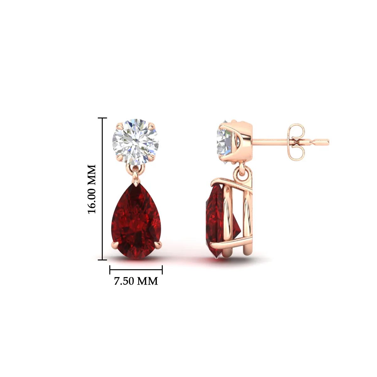Round And Pear Drop Stud Earrings