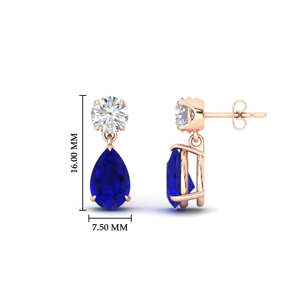Round And Pear Drop Stud Earrings