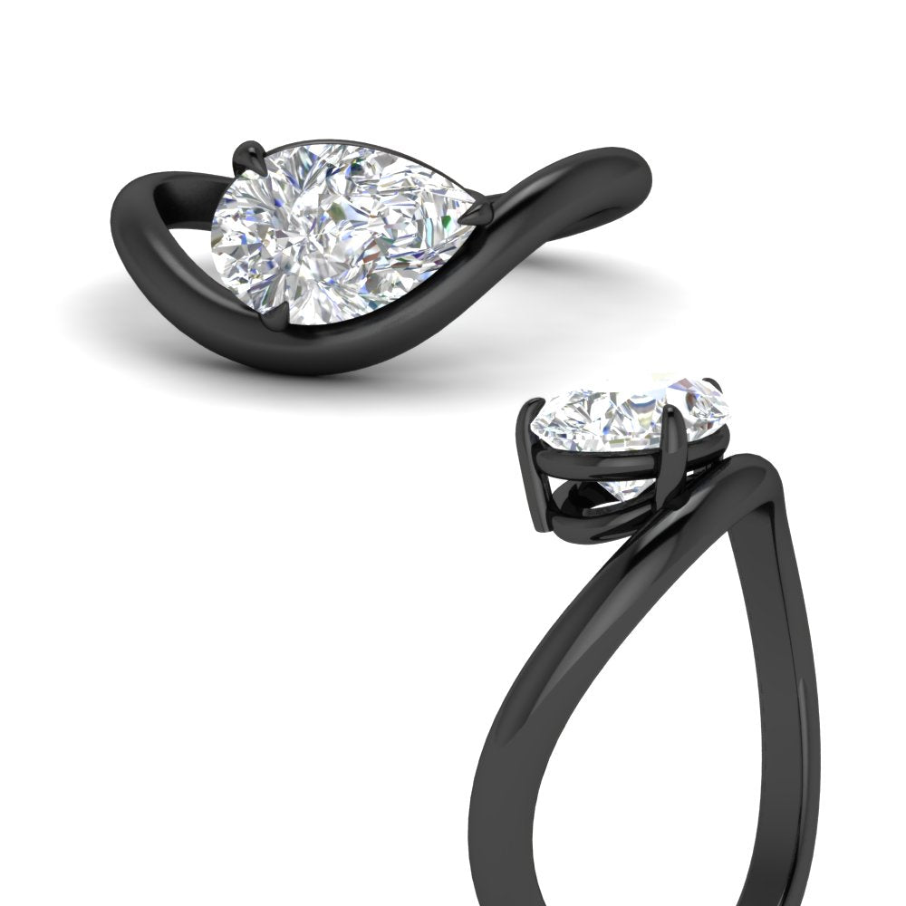 Pear Shaped Curve Shank Solitaire Diamond Ring