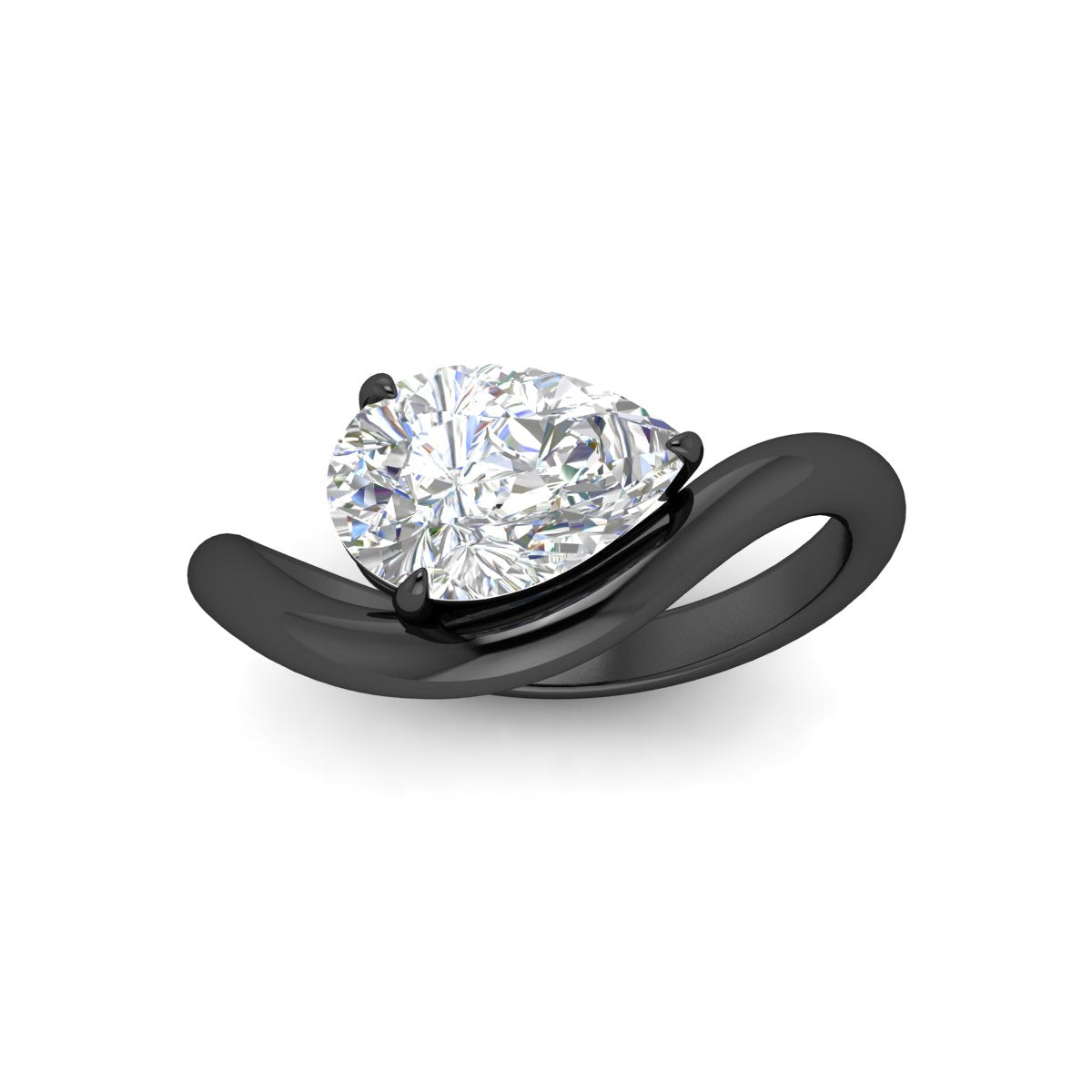 Pear Shaped Curve Shank Solitaire Diamond Ring