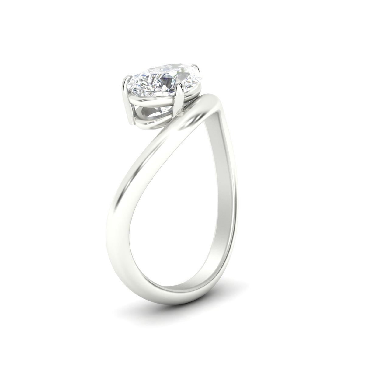 Pear Shaped Curve Shank Solitaire Diamond Ring
