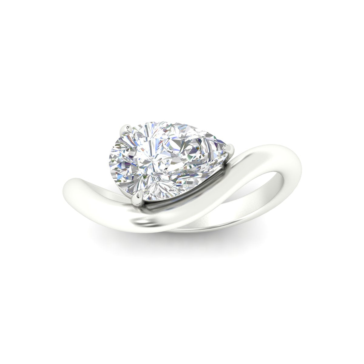Pear Shaped Curve Shank Solitaire Diamond Ring