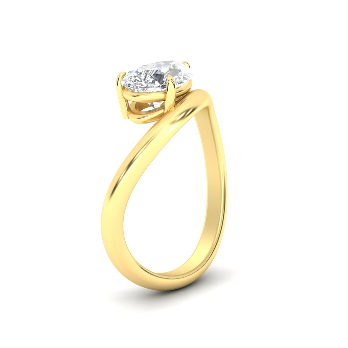 Curve Wave Pear Shaped Solitaire Diamond Ring