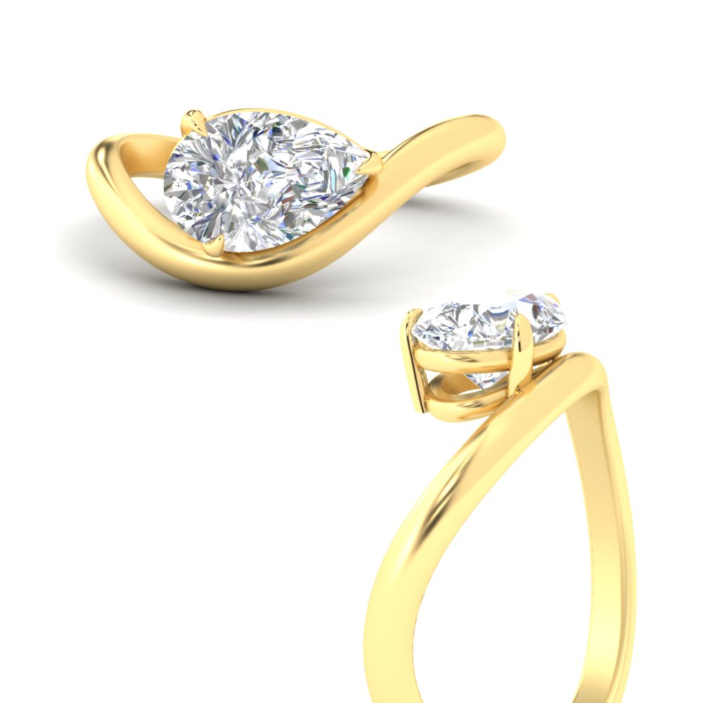 Pear Shaped Curve Shank Solitaire Diamond Ring