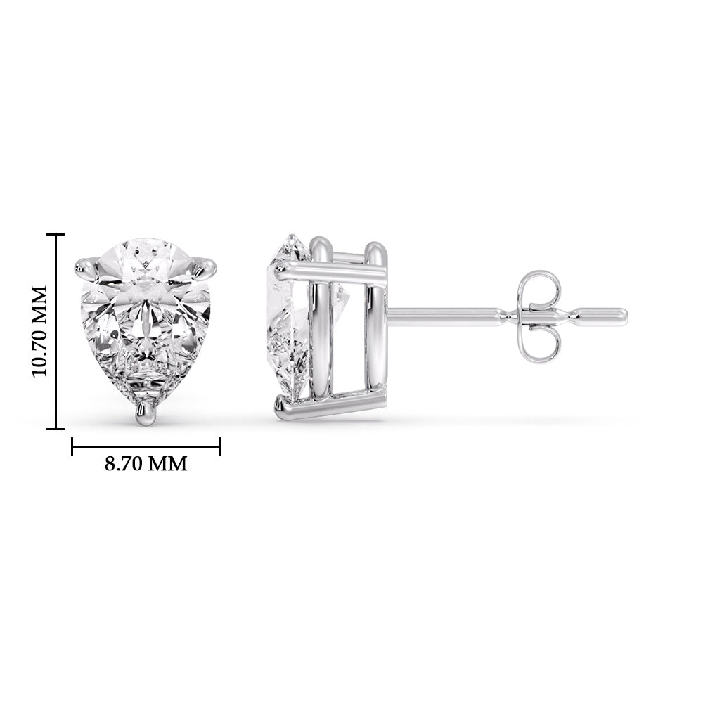 Diamond Pear Cut 3 Prong Earring