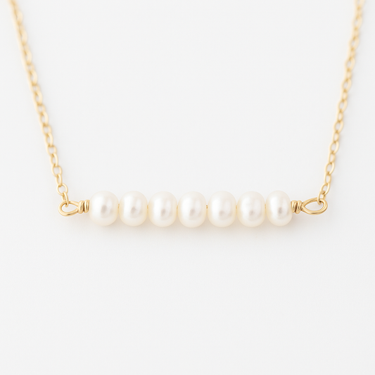 Freshwater Pearl Bar Necklace, 14k Gold Filled - As Seen in Tough Apparel Commercial