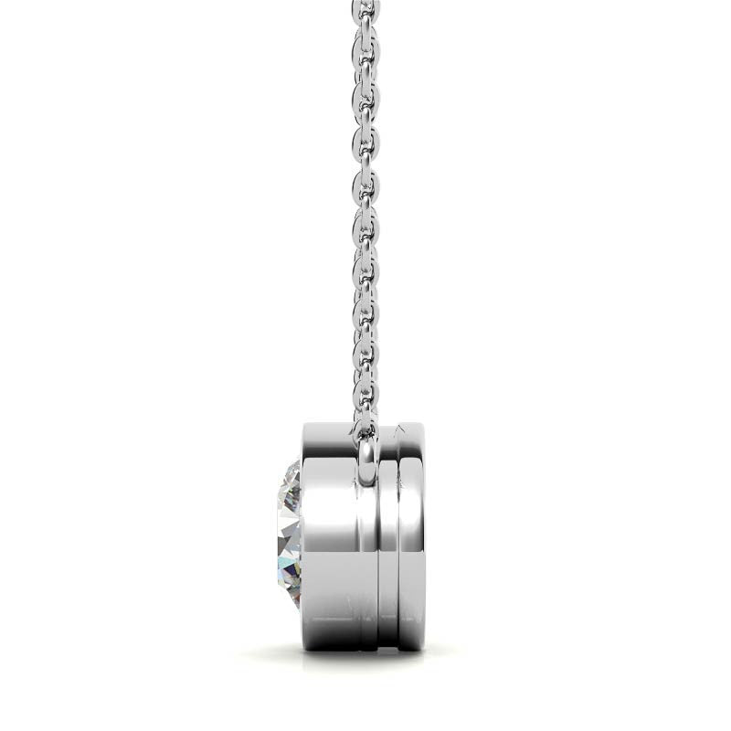 2.00 CTW AGI Certified Round Brilliant Lab Grown Diamond Bezel Pendant in 14K White or Yellow Gold
