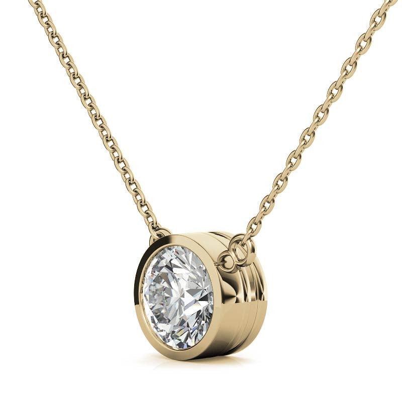 2.00 CTW AGI Certified Round Brilliant Lab Grown Diamond Bezel Pendant in 14K White or Yellow Gold