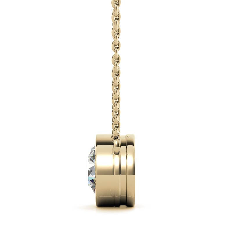 2.00 CTW AGI Certified Round Brilliant Lab Grown Diamond Bezel Pendant in 14K White or Yellow Gold
