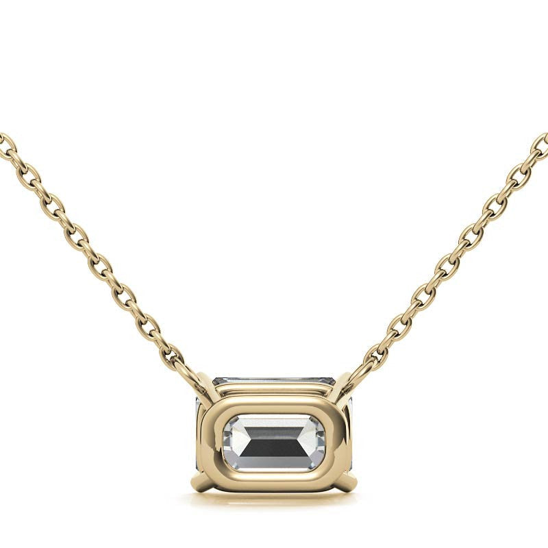 2.00 CTW AGI Certified Lab-Grown Emerald-Cut Diamond Solitaire Pendant in Choice Of 14K White or Yellow Gold