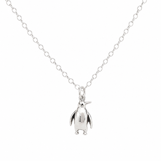 Penguin Charm - Sterling Silver Necklace - Gift for Her
