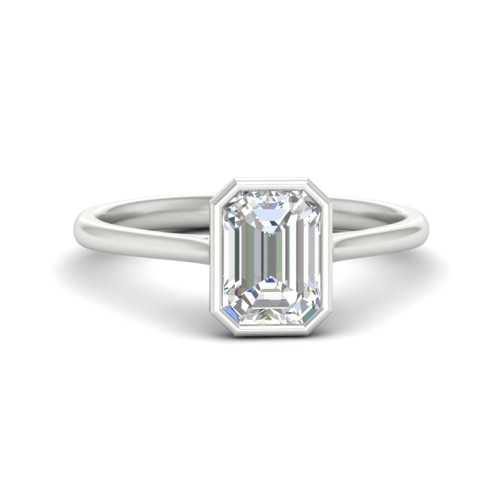 Emerald Cut Petite Bezel Solitaire Engagement Ring