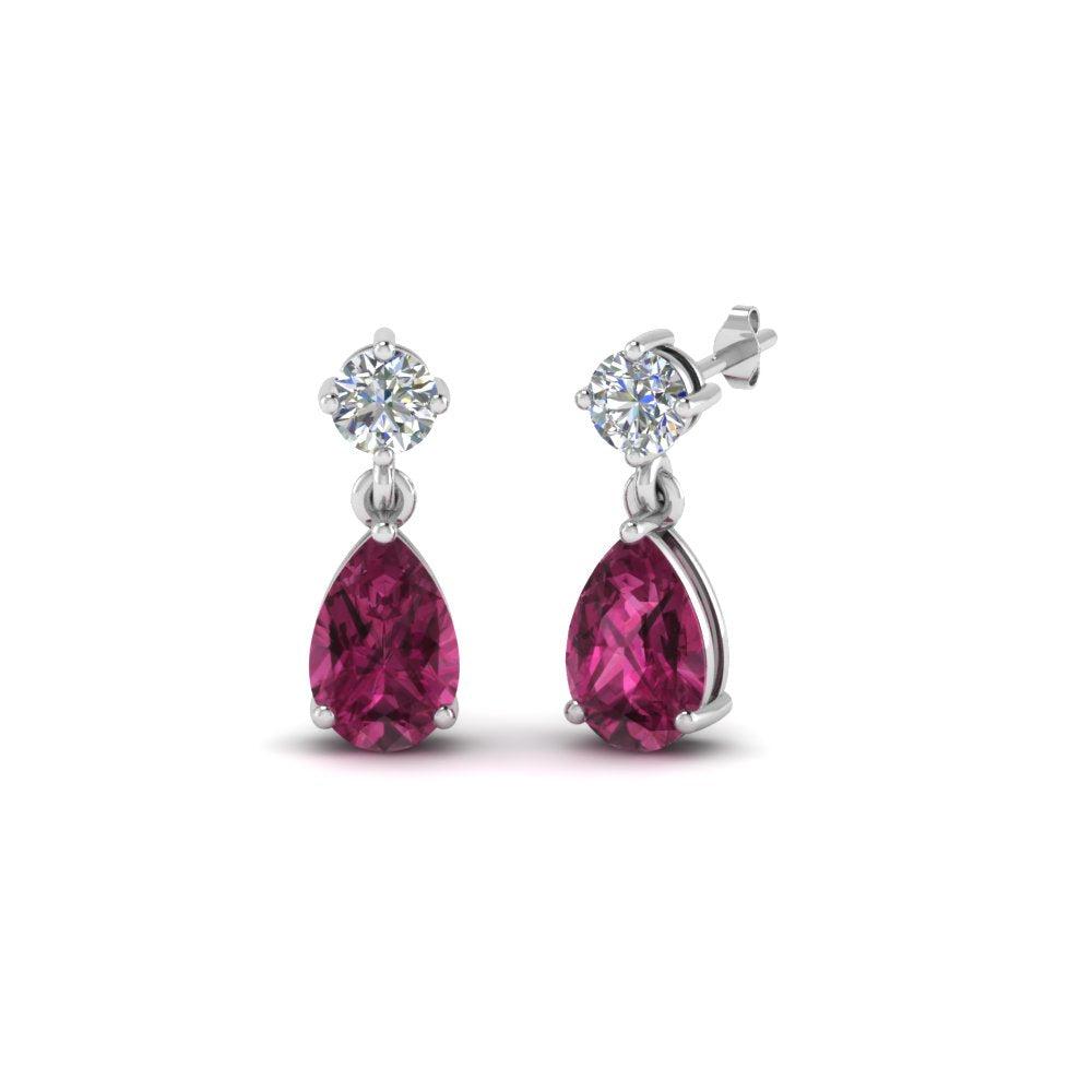 Gemstone Pear Drop Stud Earring