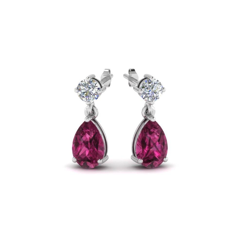 Gemstone Pear Drop Stud Earring
