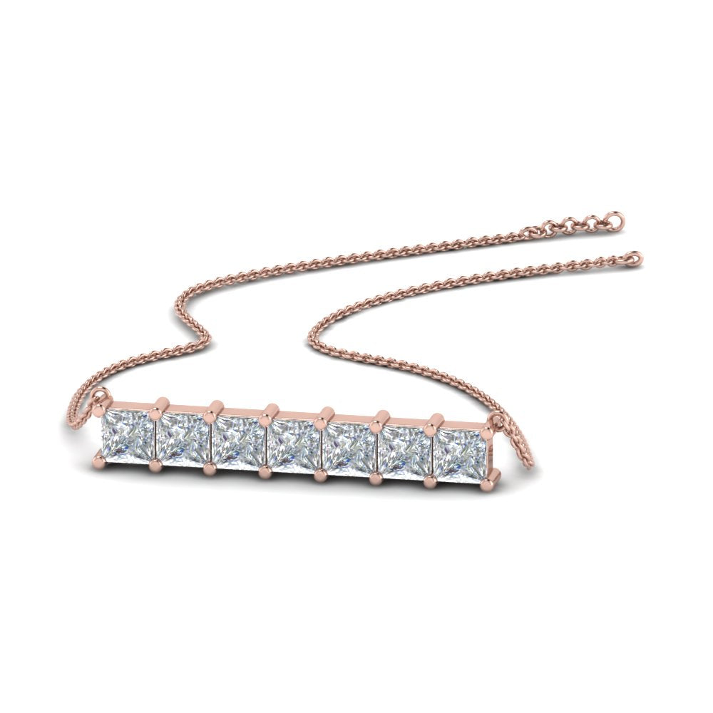 Princess Cut Horizontal Bar Pendant