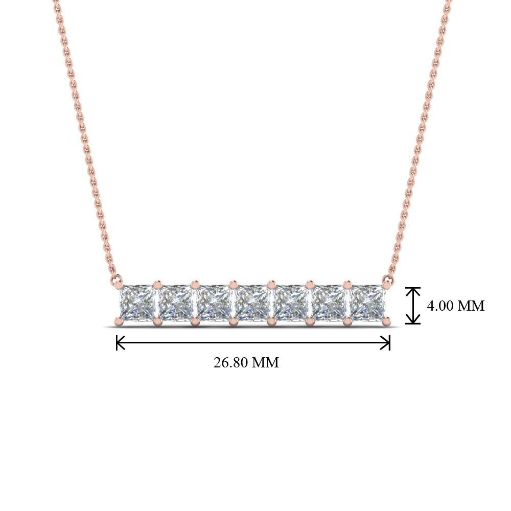 Princess Cut Horizontal Bar Pendant