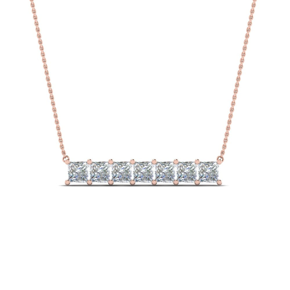Princess Cut Horizontal Bar Pendant