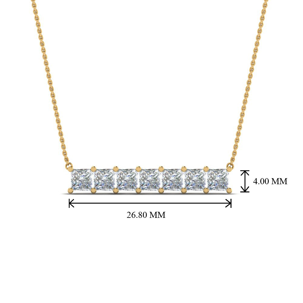 Princess Cut Horizontal Bar Pendant