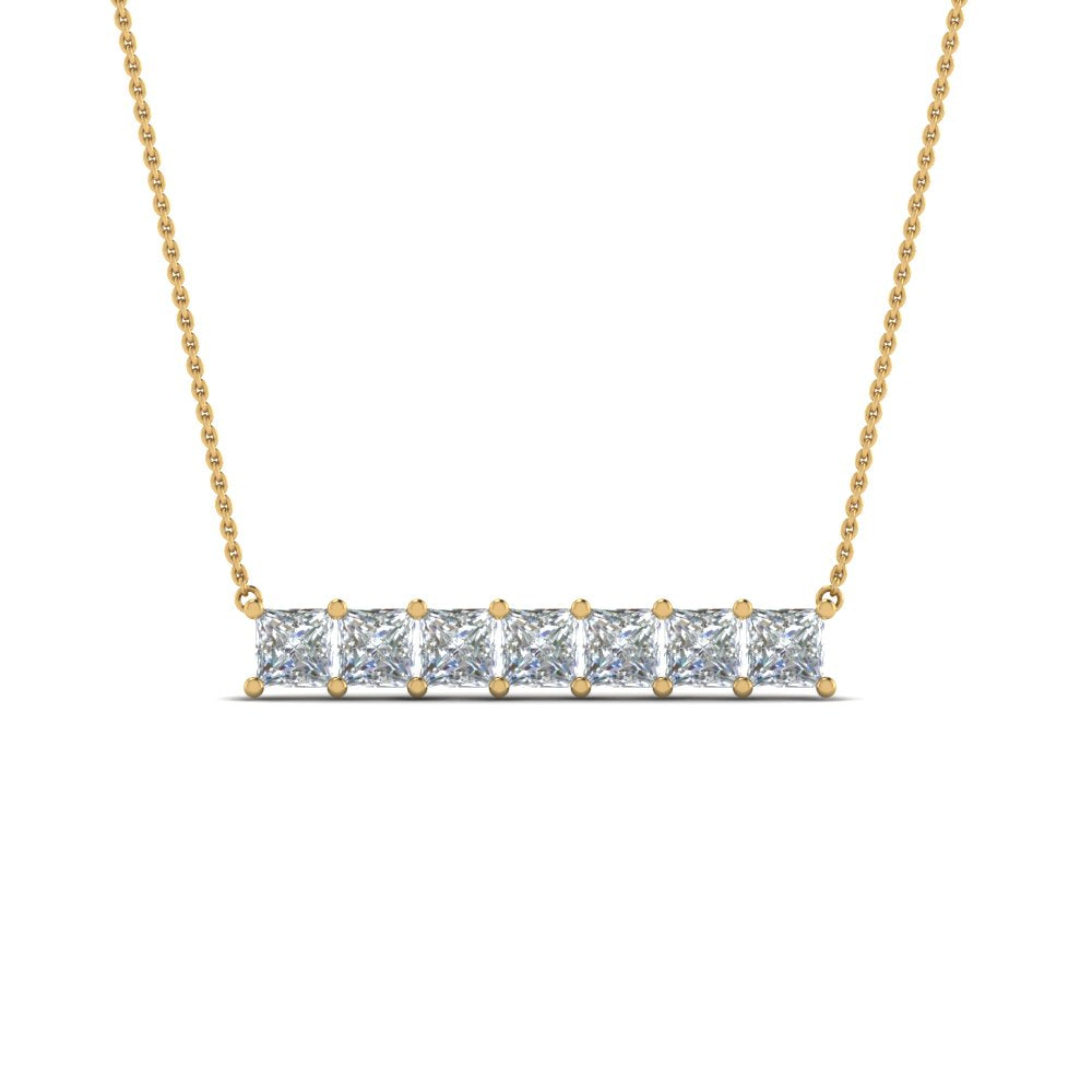 Princess Cut Horizontal Bar Pendant