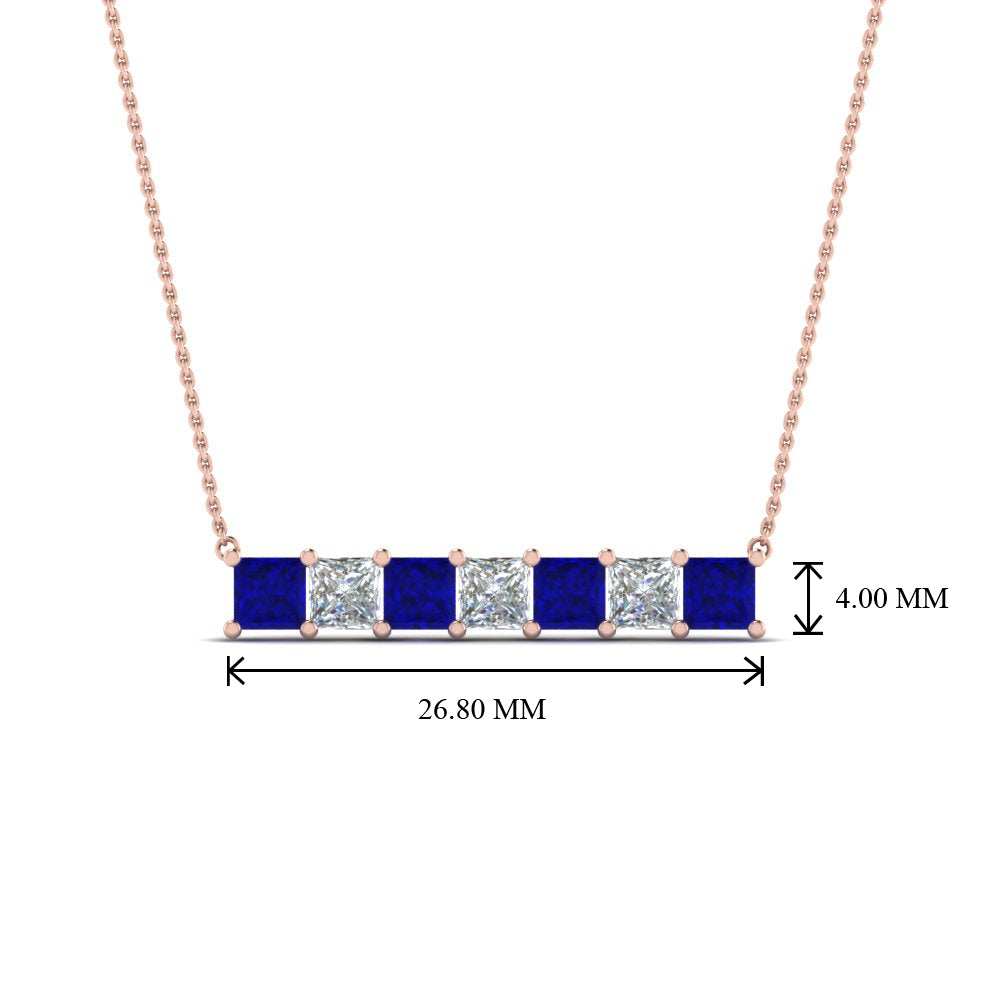Princess Cut Horizontal Bar Pendant