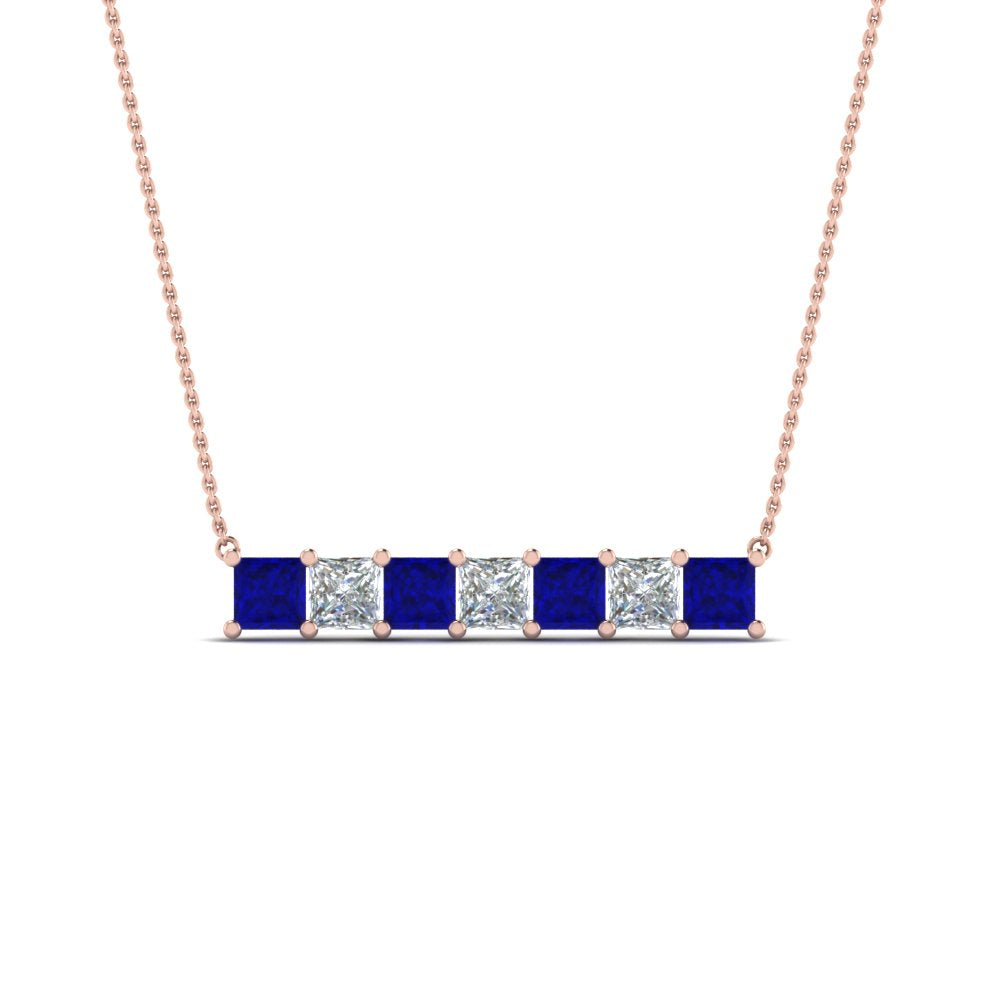 Princess Cut Horizontal Bar Pendant