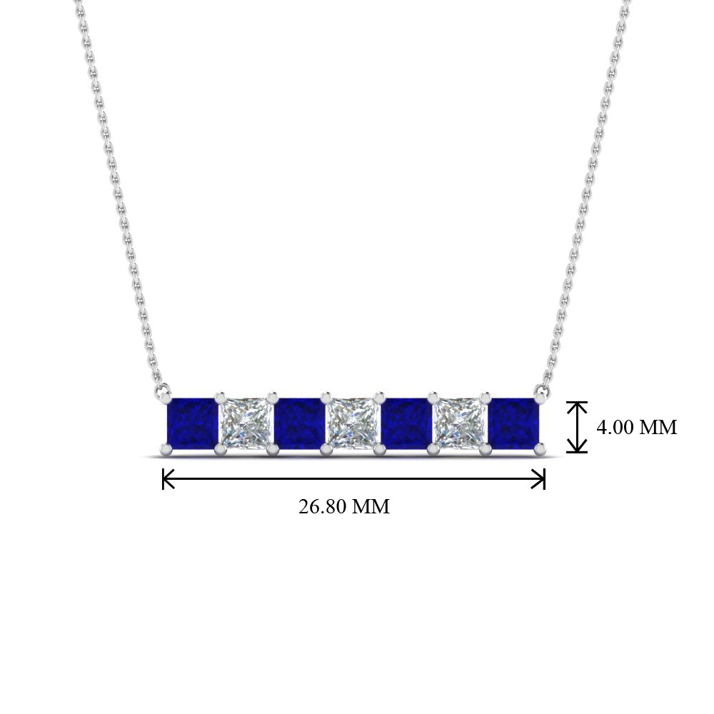 Princess Cut Horizontal Bar Pendant