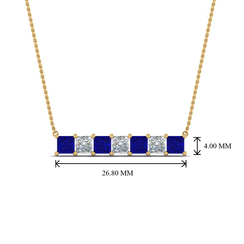 Princess Cut Horizontal Bar Pendant